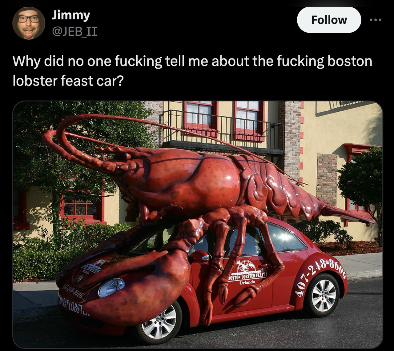 american lobster - Jimmy Why did no one fucking tell me about the fucking boston lobster feast car? A2488606 Can Eat Lobst Boston Lobster Feast Orlando